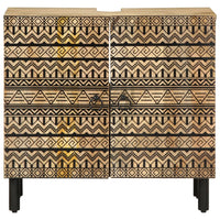 vidaXL Mobile Lavabo da Bagno Nero 62x33x58 cm Legno Massello di Mango