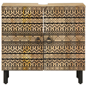 vidaXL Mobile Lavabo da Bagno Nero 62x33x58 cm Legno Massello di Mango