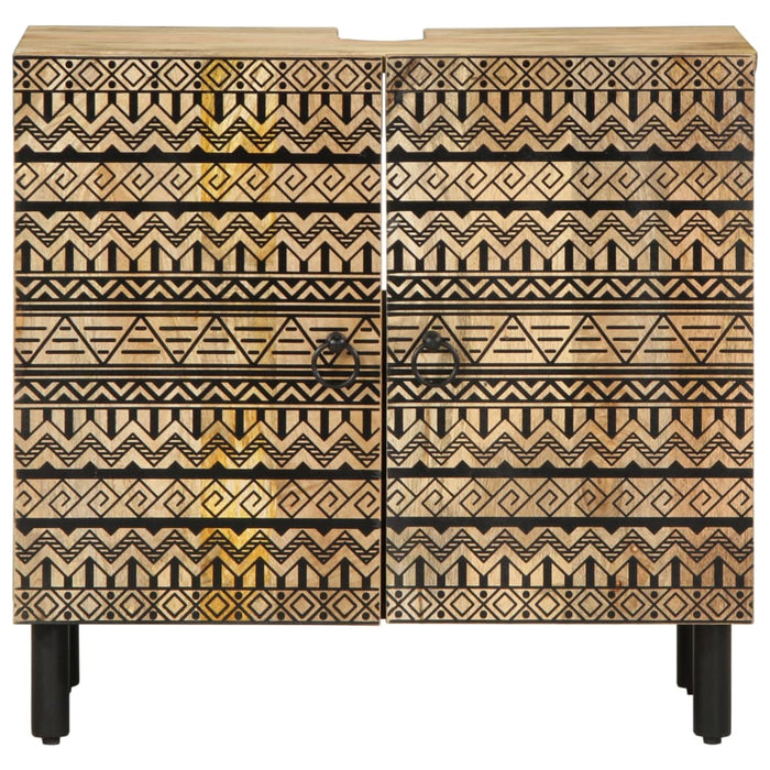 vidaXL Mobile Lavabo da Bagno Nero 62x33x58 cm Legno Massello di Mango