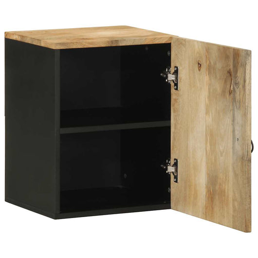 Mobile Pensile da Bagno Nero 38x33,5x48 cm Legno Massello Mango 4018648