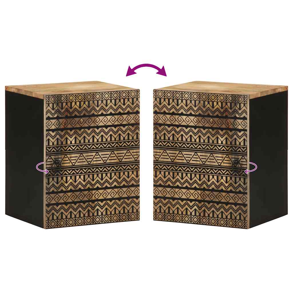 vidaXL Mobile Pensile da Bagno Nero 38x33,5x48 cm Legno Massello Mango