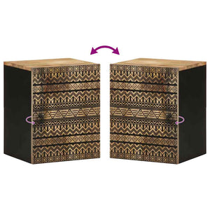 vidaXL Mobile Pensile da Bagno Nero 38x33,5x48 cm Legno Massello Mango