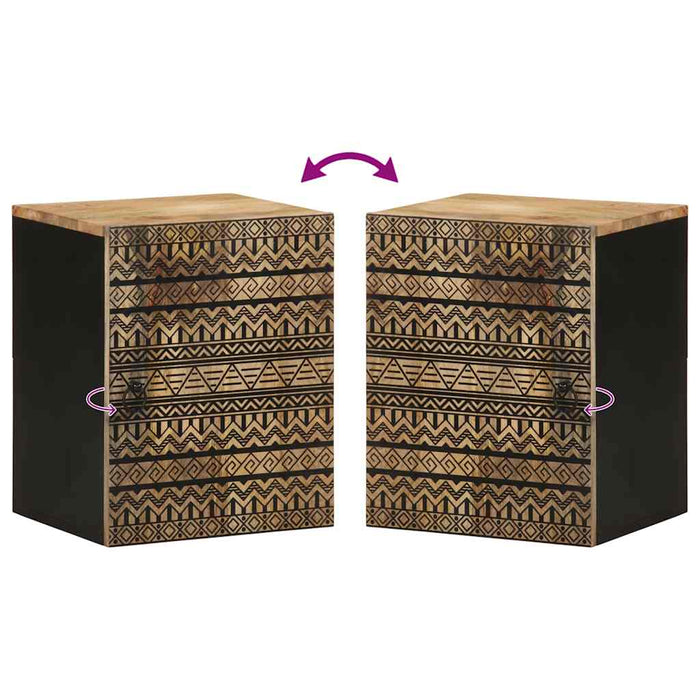 Mobile Pensile da Bagno Nero 38x33,5x48 cm Legno Massello Mango 4018648