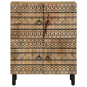 Credenza-Buffet-Armadio da cucina 60x33,5x75 cm in Legno Massello di Mango Grezzo 909237