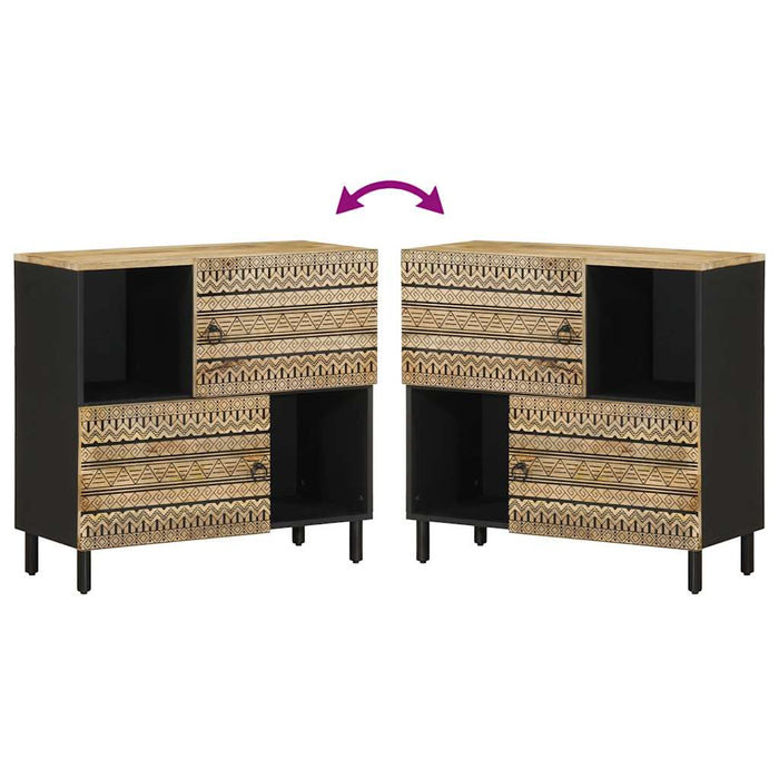 vidaXL Credenza 80x33,5x75 cm in Legno Massello di Mango Grezzo