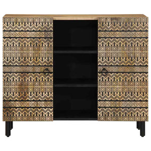 Credenza-Buffet-Armadio da cucina 90x33,5x75 cm in Legno Massello di Mango Grezzo