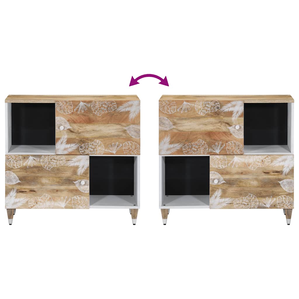 Credenza-Buffet-Armadio da cucina 80x33,5x75 cm in Legno Massello di Mango