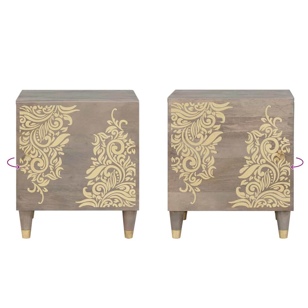 vidaXL Armadio da Notte Grigio 40 x 33 x 46 cm legno massello di mango