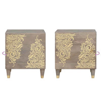 vidaXL Armadio da Notte Grigio 40 x 33 x 46 cm legno massello di mango