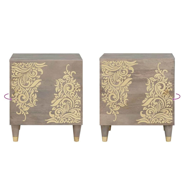 vidaXL Armadio da Notte Grigio 40 x 33 x 46 cm legno massello di mango