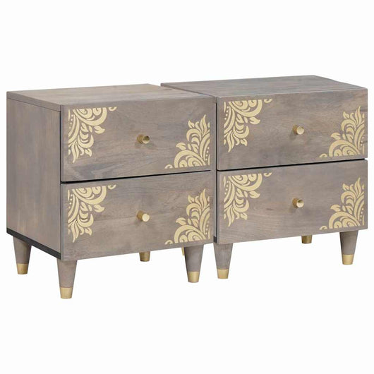 vidaXL Armadio da Notte con cassetto 2 pcs Grigio 40 x 33 x 46 cm