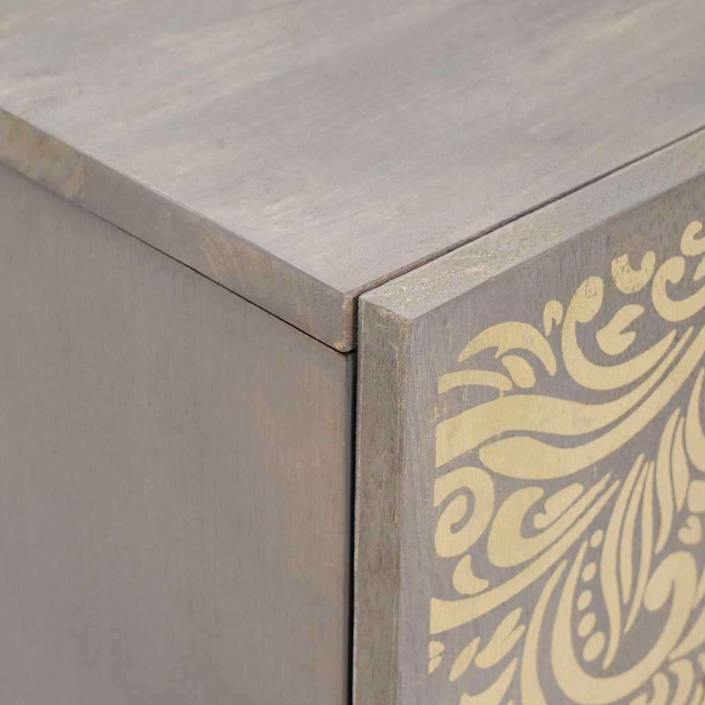 Credenza Grigio e Oro 60 x 33.5 x 75 cm Legno massello di mango 4018774