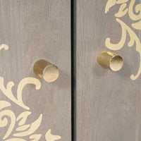 vidaXL Credenza Grigio e Oro 60 x 33.5 x 75 cm Legno massello di mango