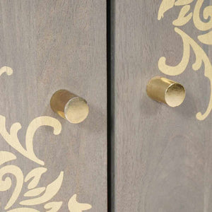 vidaXL Credenza Grigio e Oro 60 x 33.5 x 75 cm Legno massello di mango