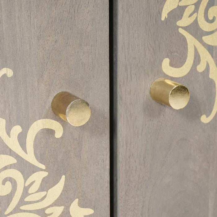 Credenza Grigio e Oro 60 x 33.5 x 75 cm Legno massello di mango 4018774