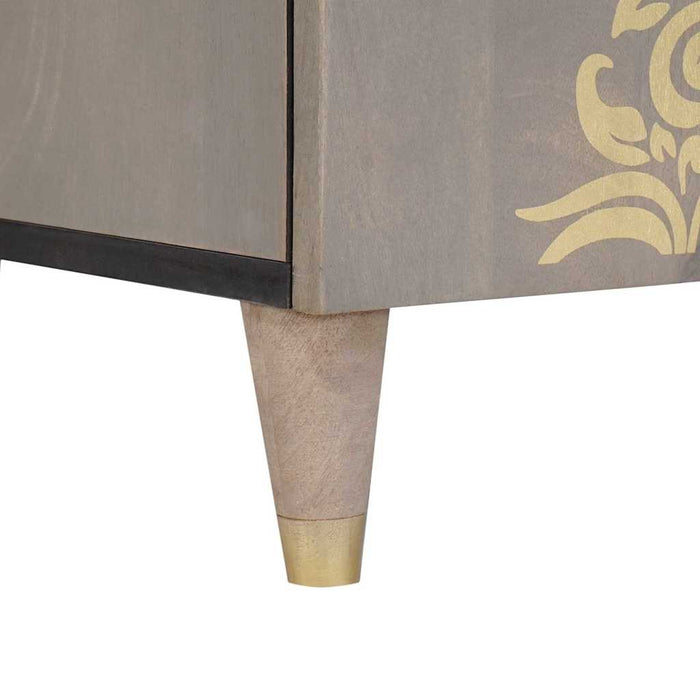 vidaXL Credenza Grigio e Oro 60 x 33.5 x 75 cm Legno massello di mango