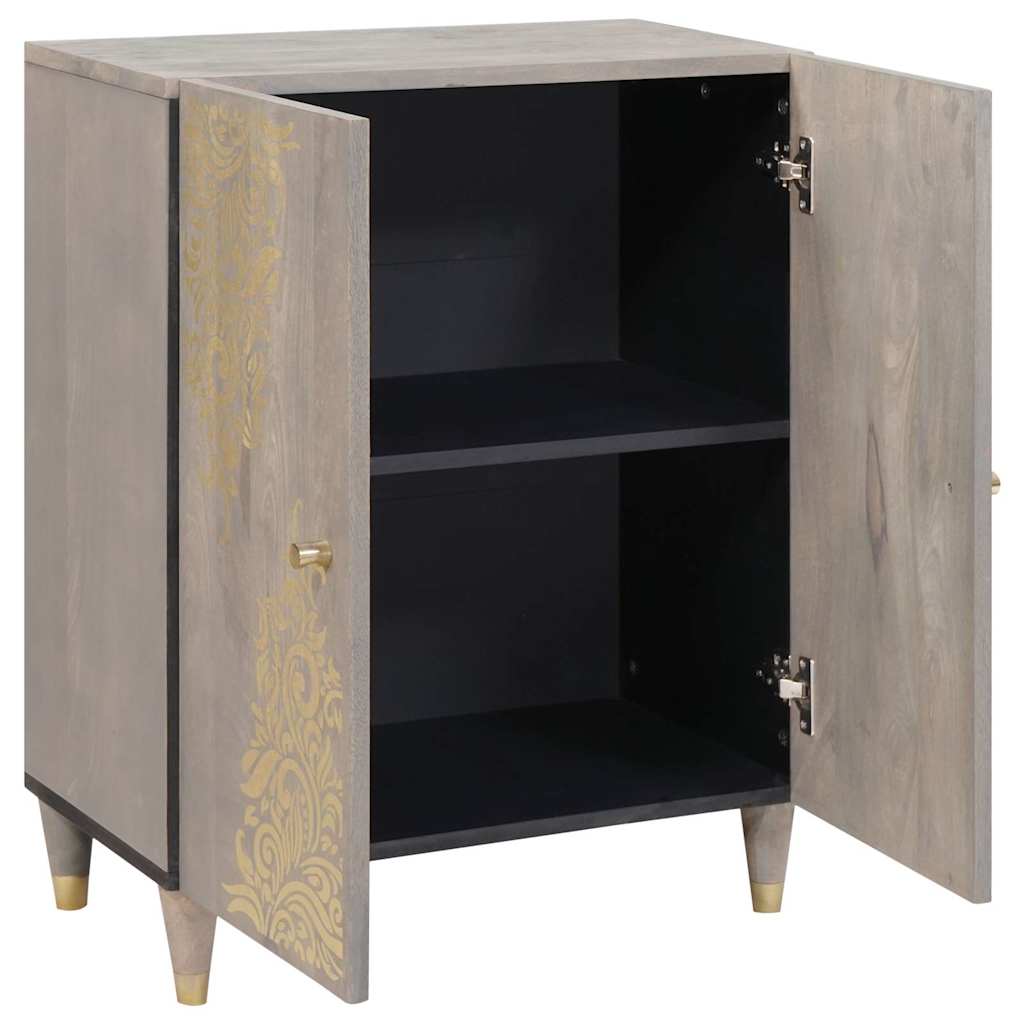 Credenza Grigio e Oro 60 x 33.5 x 75 cm Legno massello di mango 4018774