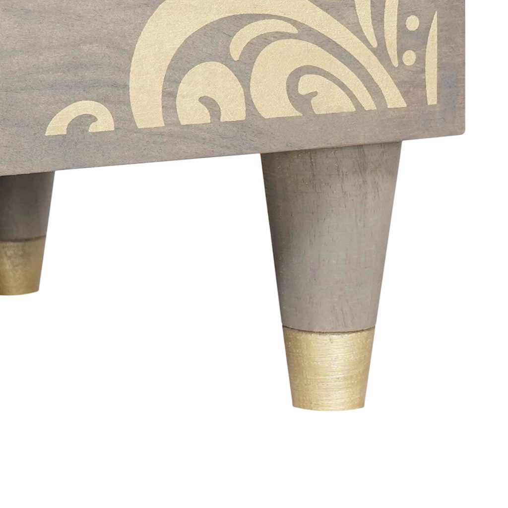 vidaXL Credenza Grigio e Oro 60 x 33.5 x 75 cm Legno massello di mango