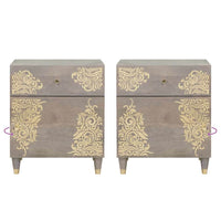 vidaXL Armadio da Notte Grigio 50 x 33 x 60 cm legno massello di mango