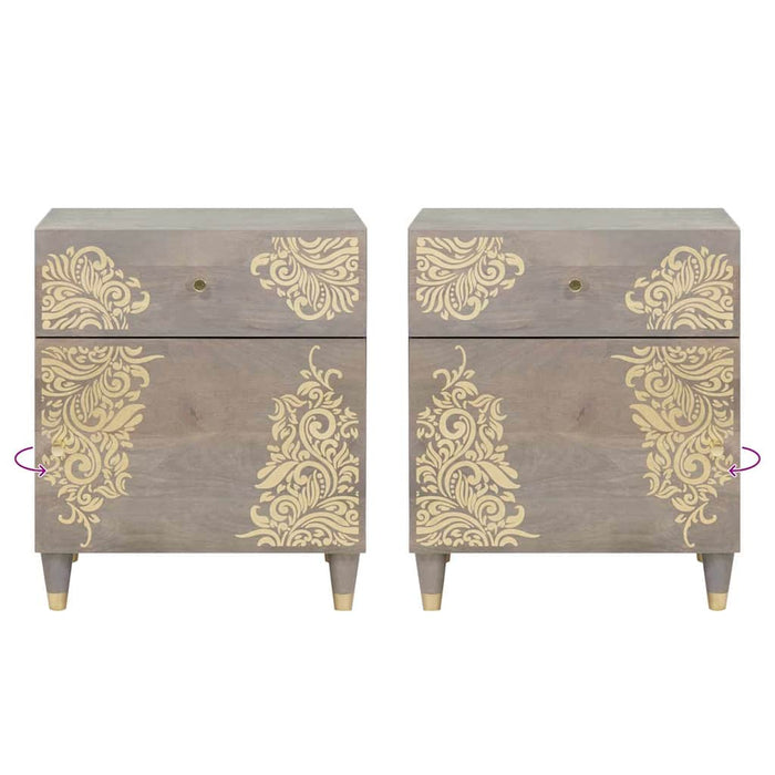 vidaXL Armadio da Notte Grigio 50 x 33 x 60 cm legno massello di mango