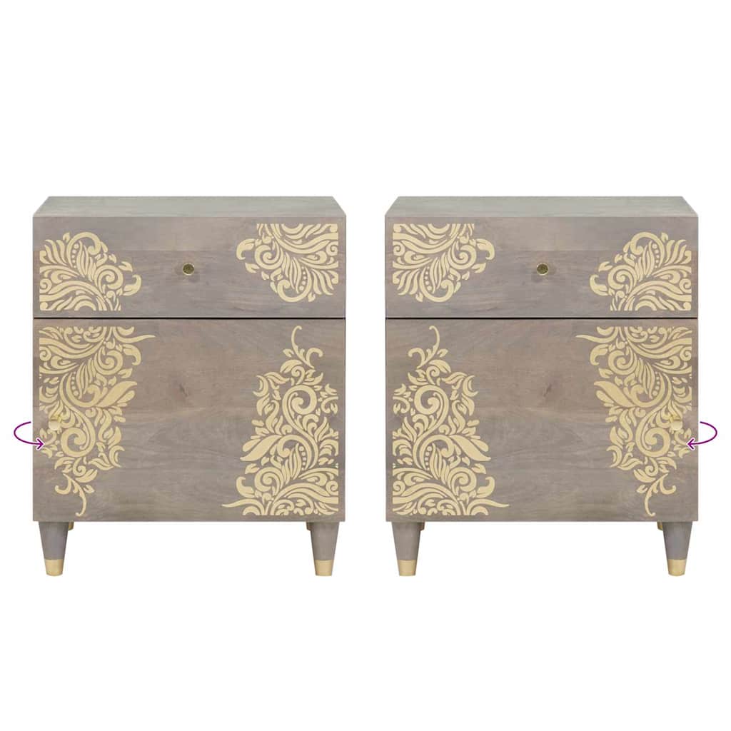 Armadio da Notte Grigio 50 x 33 x 60 cm legno massello di mango 4018780