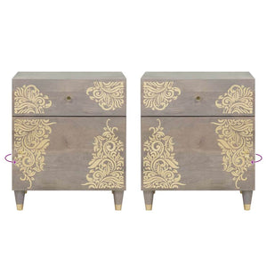 Armadio da Notte Grigio 50 x 33 x 60 cm legno massello di mango 4018780