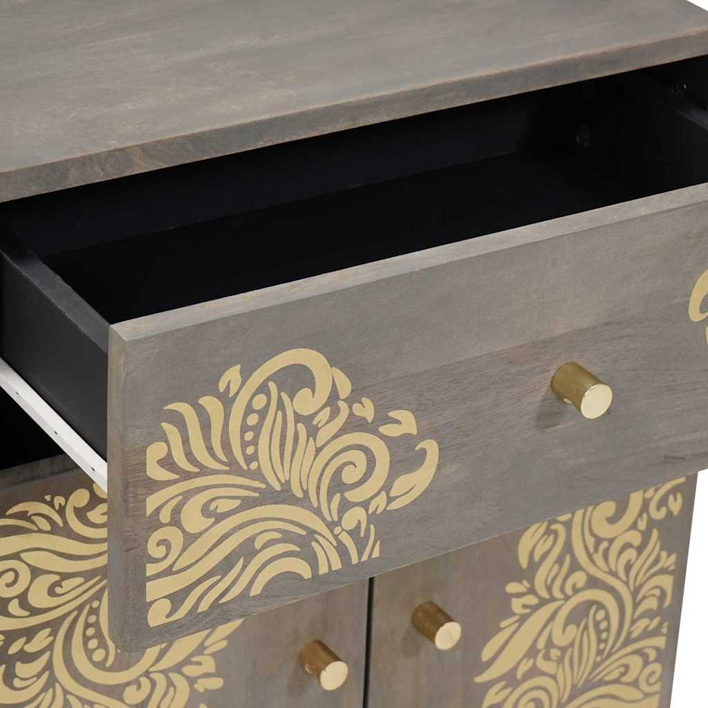 vidaXL Armadio da Notte Grigio 50 x 33 x 60 cm legno massello di mango