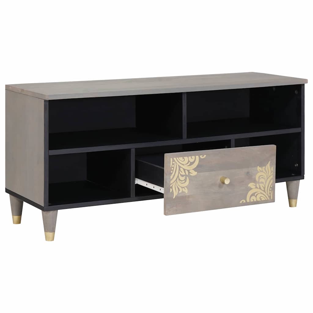 Mobile TV-Credenza TV-Console TV Grigio 100 x 33 x 46 cm Legno di mango massello 376319