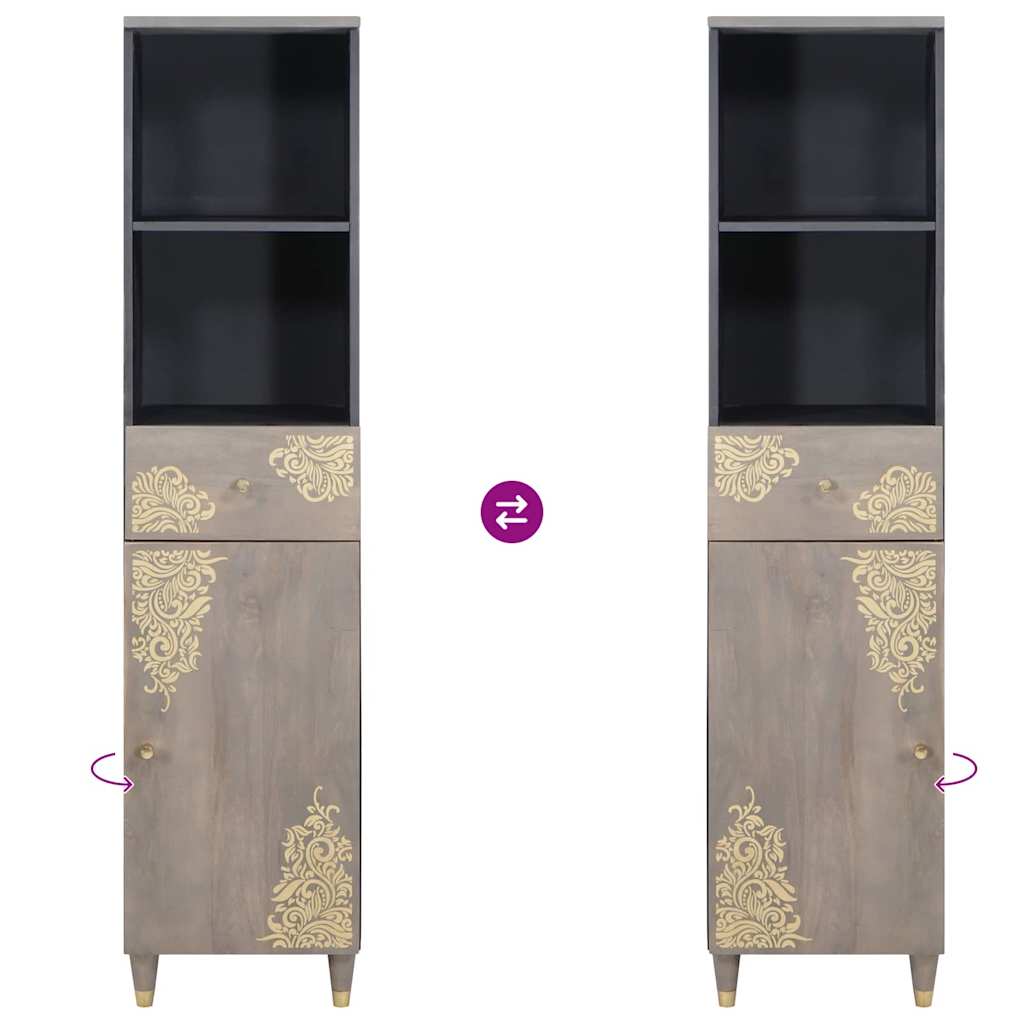 vidaXL Credenza Grigio 38 x 33.5 x 160 cm Legno massello di mango