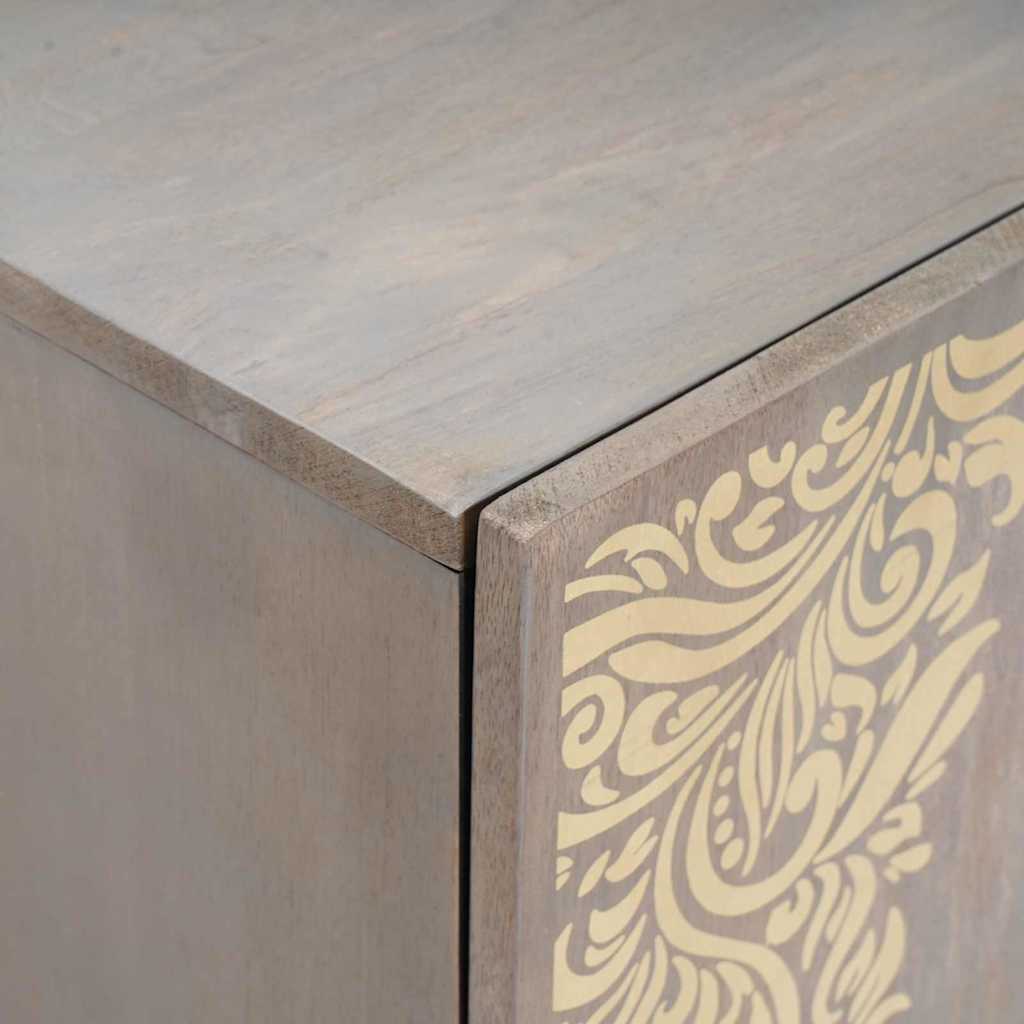 Credenza Grigio e Oro 40 x 33.5 x 75 cm Legno massello di mango 4018796