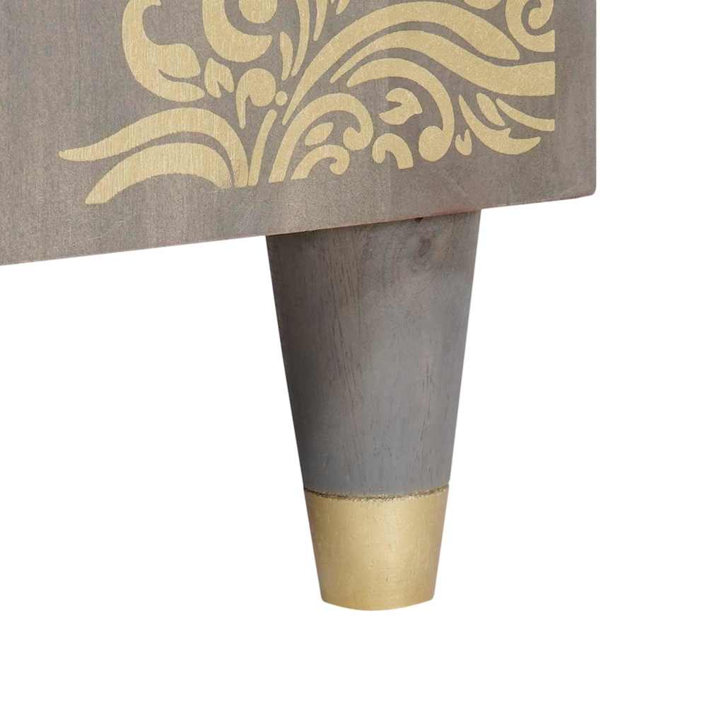 vidaXL Credenza Grigio e Oro 40 x 33.5 x 75 cm Legno massello di mango