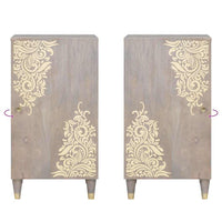 vidaXL Credenza Grigio e Oro 40 x 33.5 x 75 cm Legno massello di mango