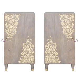 vidaXL Credenza Grigio e Oro 40 x 33.5 x 75 cm Legno massello di mango