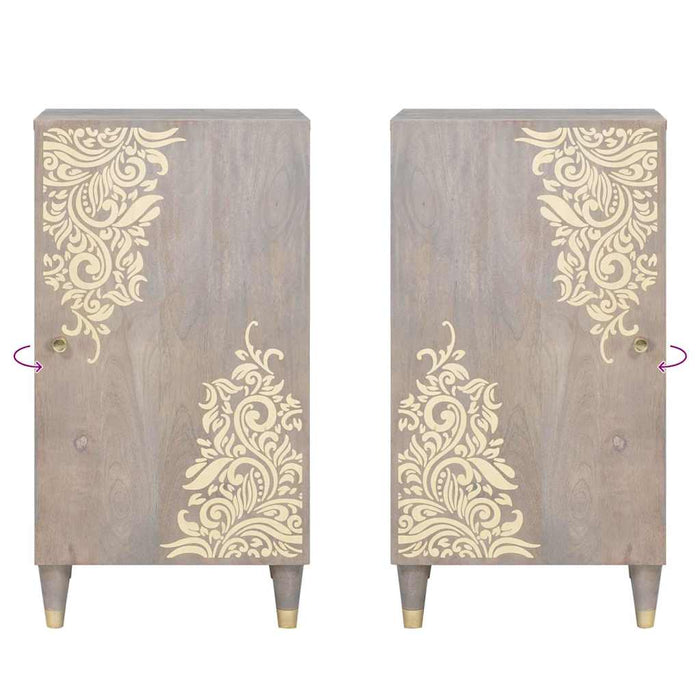 vidaXL Credenza Grigio e Oro 40 x 33.5 x 75 cm Legno massello di mango