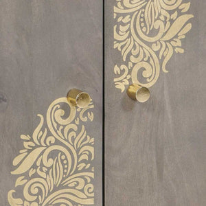 vidaXL Credenza Grigio e Oro 60 x 33 x 75 cm Legno massello di mango