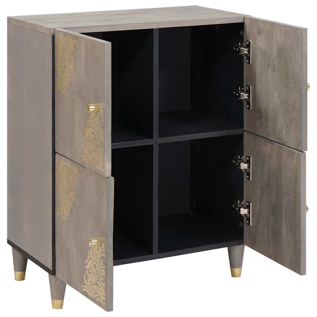 Credenza Grigio e Oro 60 x 33 x 75 cm Legno di mango massello 4018798