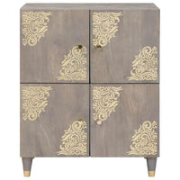 vidaXL Credenza Grigio e Oro 60 x 33 x 75 cm Legno massello di mango
