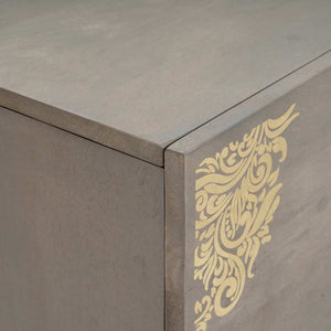 Credenza Grigio e Oro 80 x 33.5 x 75 cm Legno massello di mango 4018799
