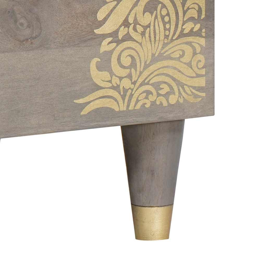 vidaXL Credenza Grigio e Oro 80 x 33.5 x 75 cm Legno massello di mango