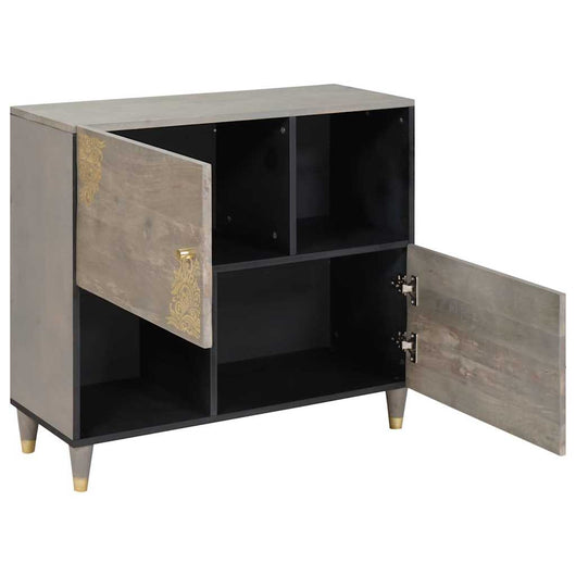 Credenza Grigio e Oro 80 x 33.5 x 75 cm Legno massello di mango 4018799