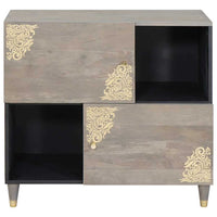 Credenza Grigio e Oro 80 x 33.5 x 75 cm Legno massello di mango 4018799
