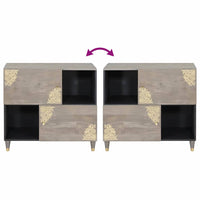 vidaXL Credenza Grigio e Oro 80 x 33.5 x 75 cm Legno massello di mango