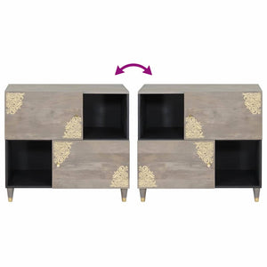 Credenza Grigio e Oro 80 x 33.5 x 75 cm Legno massello di mango 4018799