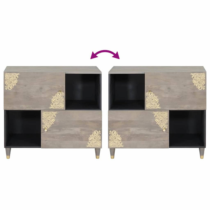 Credenza Grigio e Oro 80 x 33.5 x 75 cm Legno massello di mango 4018799