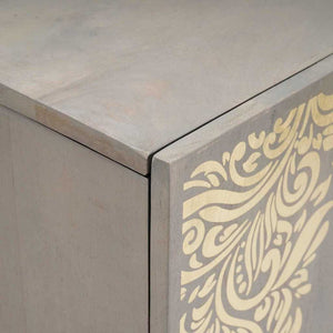 vidaXL Credenza Grigio e Oro 90 x 33.5 x 75 cm Legno massello di mango