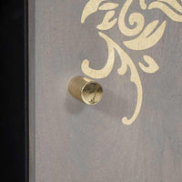 vidaXL Credenza Grigio e Oro 90 x 33.5 x 75 cm Legno massello di mango