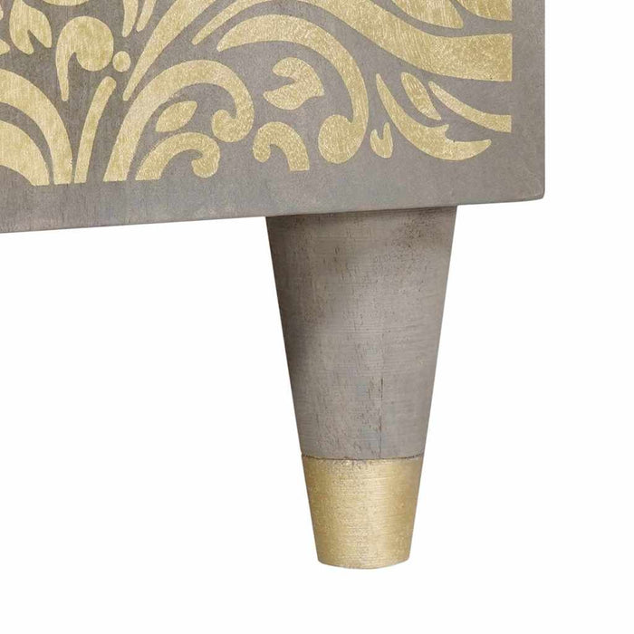 vidaXL Credenza Grigio e Oro 90 x 33.5 x 75 cm Legno massello di mango