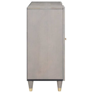 vidaXL Credenza Grigio e Oro 90 x 33.5 x 75 cm Legno massello di mango