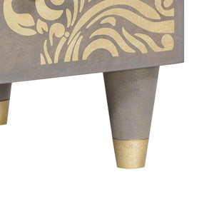 Credenza Grigio e Oro 60 x 33 x 100 cm Legno di mango massello 4018802