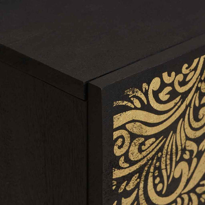 Comodino con porta Nero 40 x 33 x 46 cm Legno di mango massello 4018804